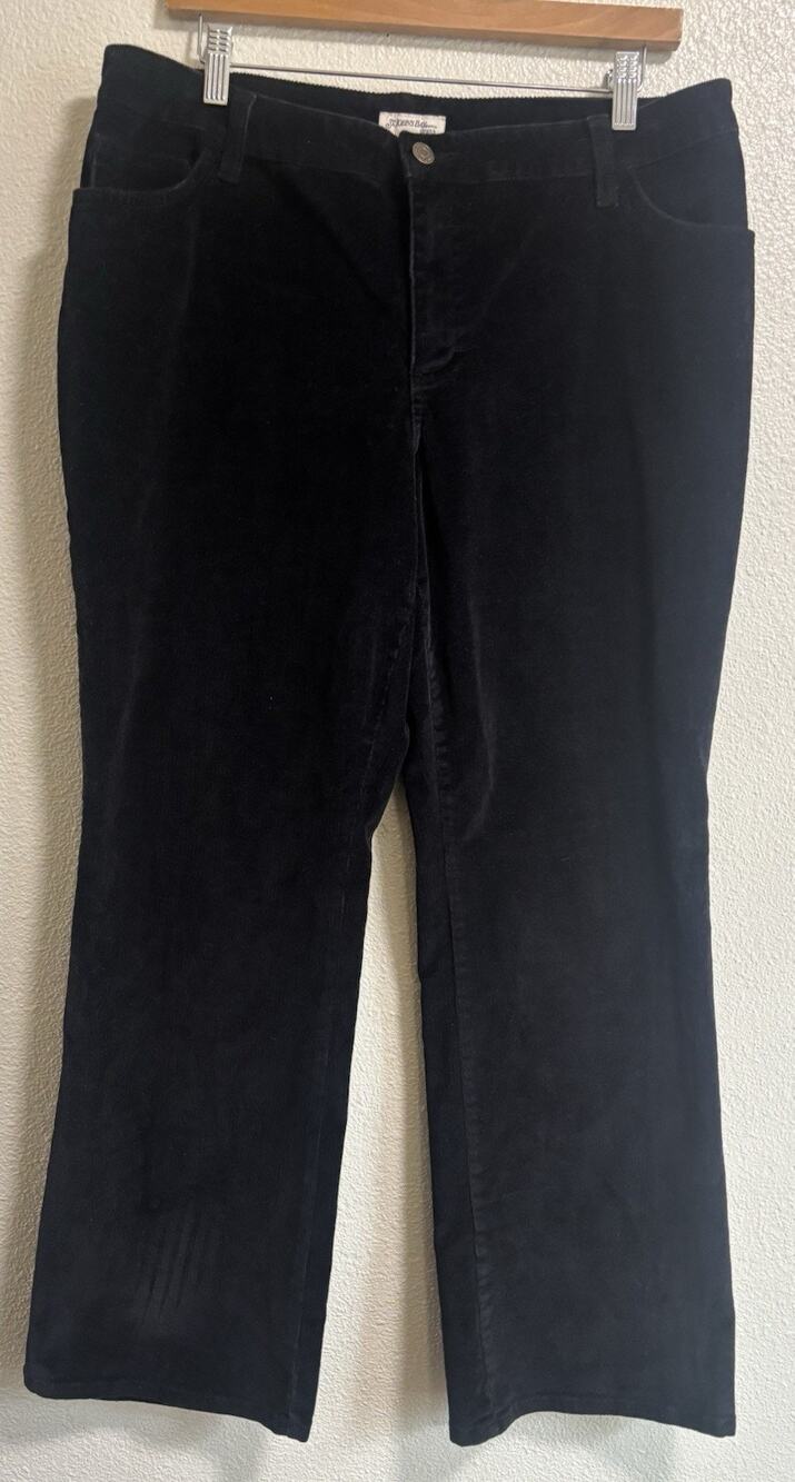Black Corduroy Pants Boot Cut St Johns Bay Western Rodeo Women’s Size 16 Petite